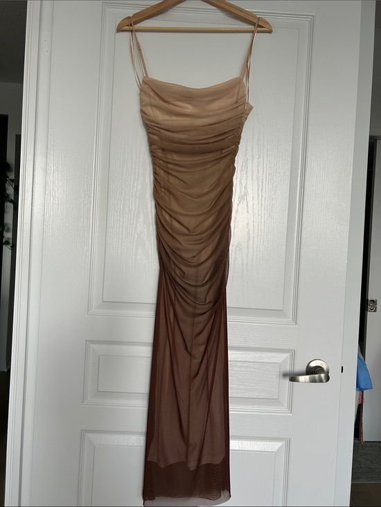 Zara Dresses & Skirts - Zara Nude to Brown Ombre Ruched Maxi Dress
